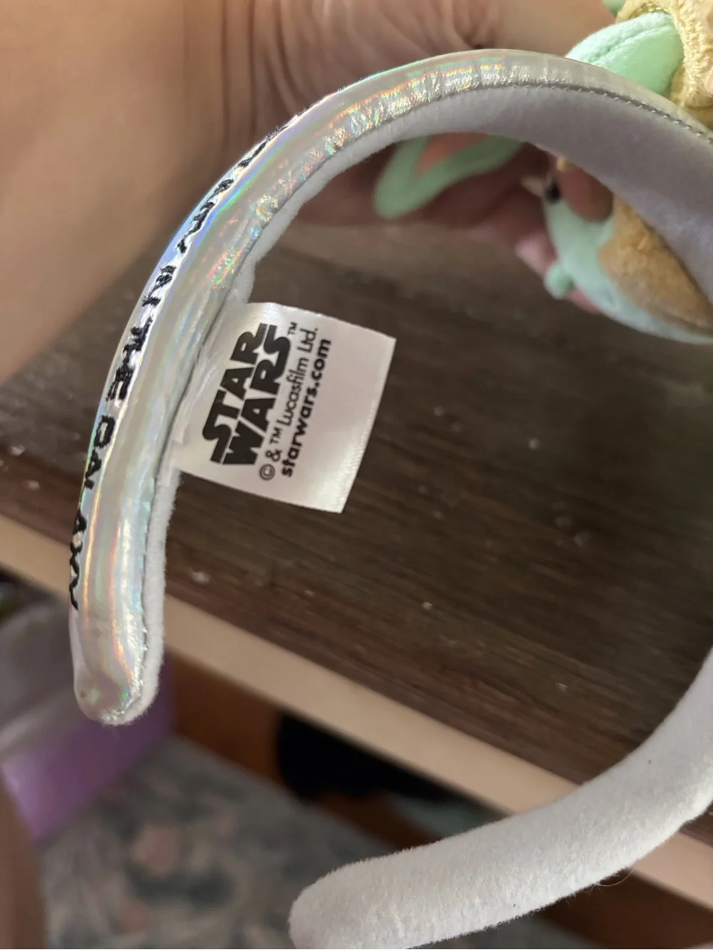 Star Wars Grogu Plush Headband in Light Green with Blue Frog